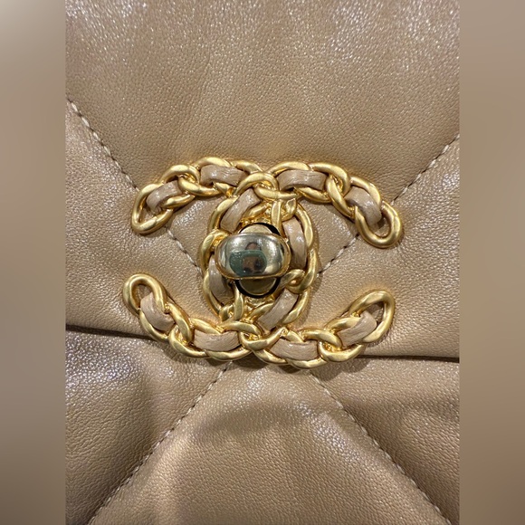 SOLD—-Authentic Chanel 19 Small Beige lambskin - Picture 16 of 16